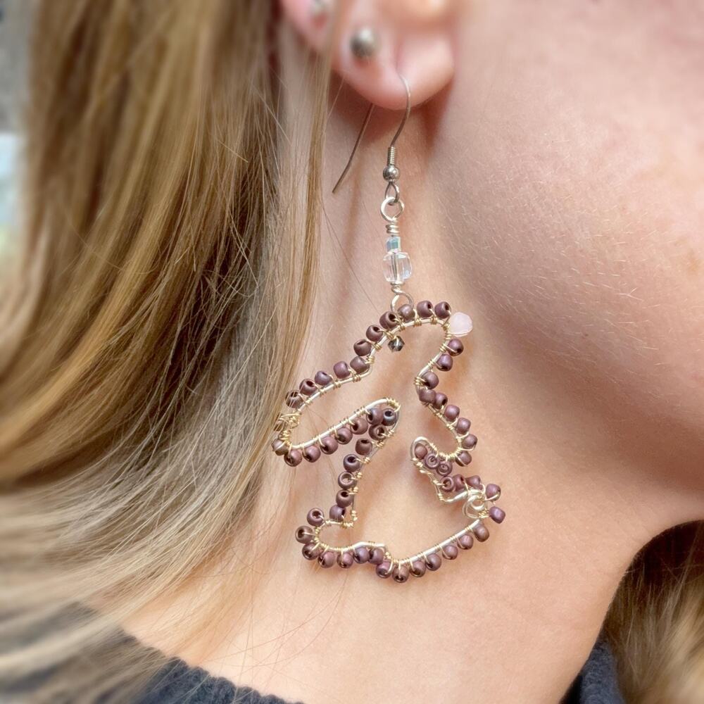 Wire Wrapped Rabbit Earrings - Picture 6 of 7